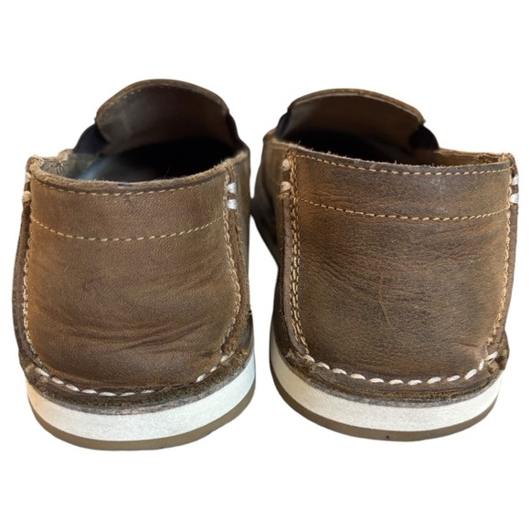 Rank 45 Sunflower Embroidered Tan Nubuck
Leather Moc Toe Slip-on Loafers Sz 6.5 - Picture 7 of 9